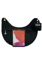 Letter Pattern Hobo Bag Black Large Capacity With Coin Purse For Daily